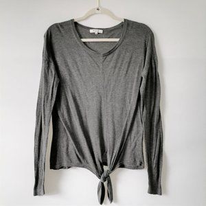 Madewell Women Charcoal Gray Long Sleeve Crew Neck Tie-Waist Thin Knit Sweater S